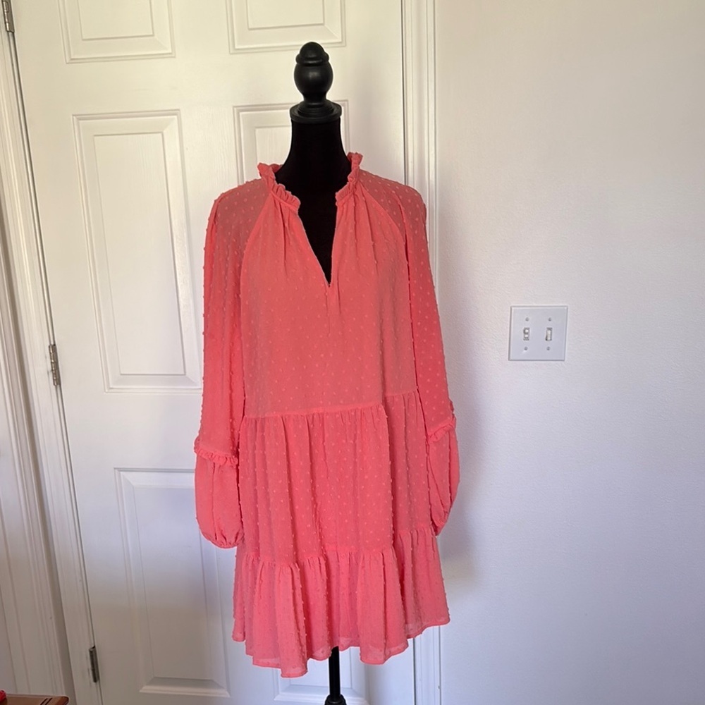 CeCe Coral Long Sleeve Baby Doll Dress